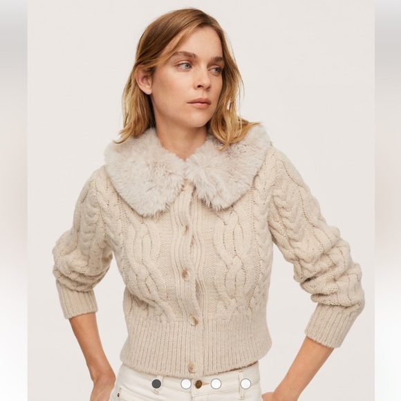 Mango MNG wool blend  COZY  BEIGE cardigan - Picture 1 of 12